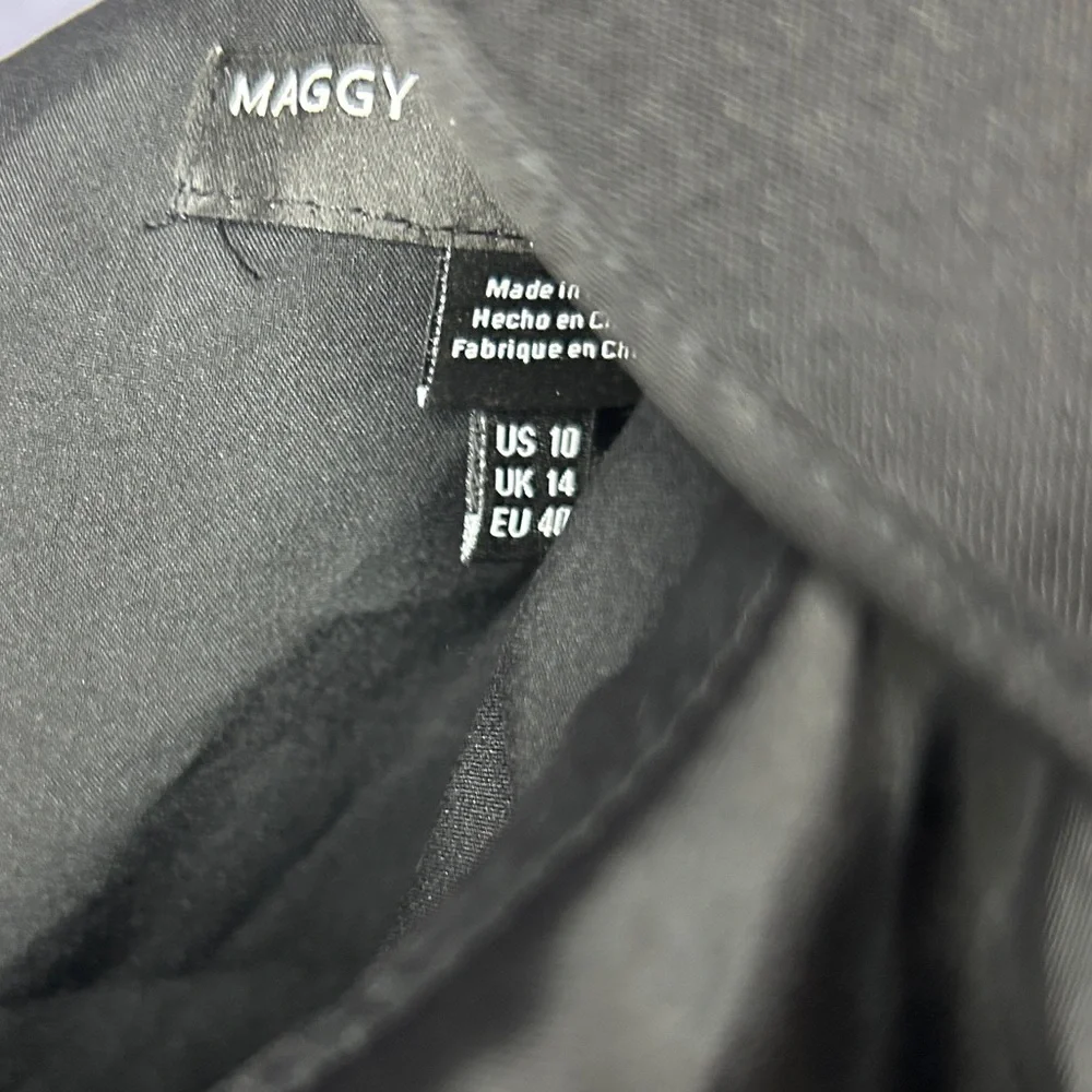 NWT Maggy London Black One-shoulder Ruffle Satin Jumpsuit Pantsuit Size 10